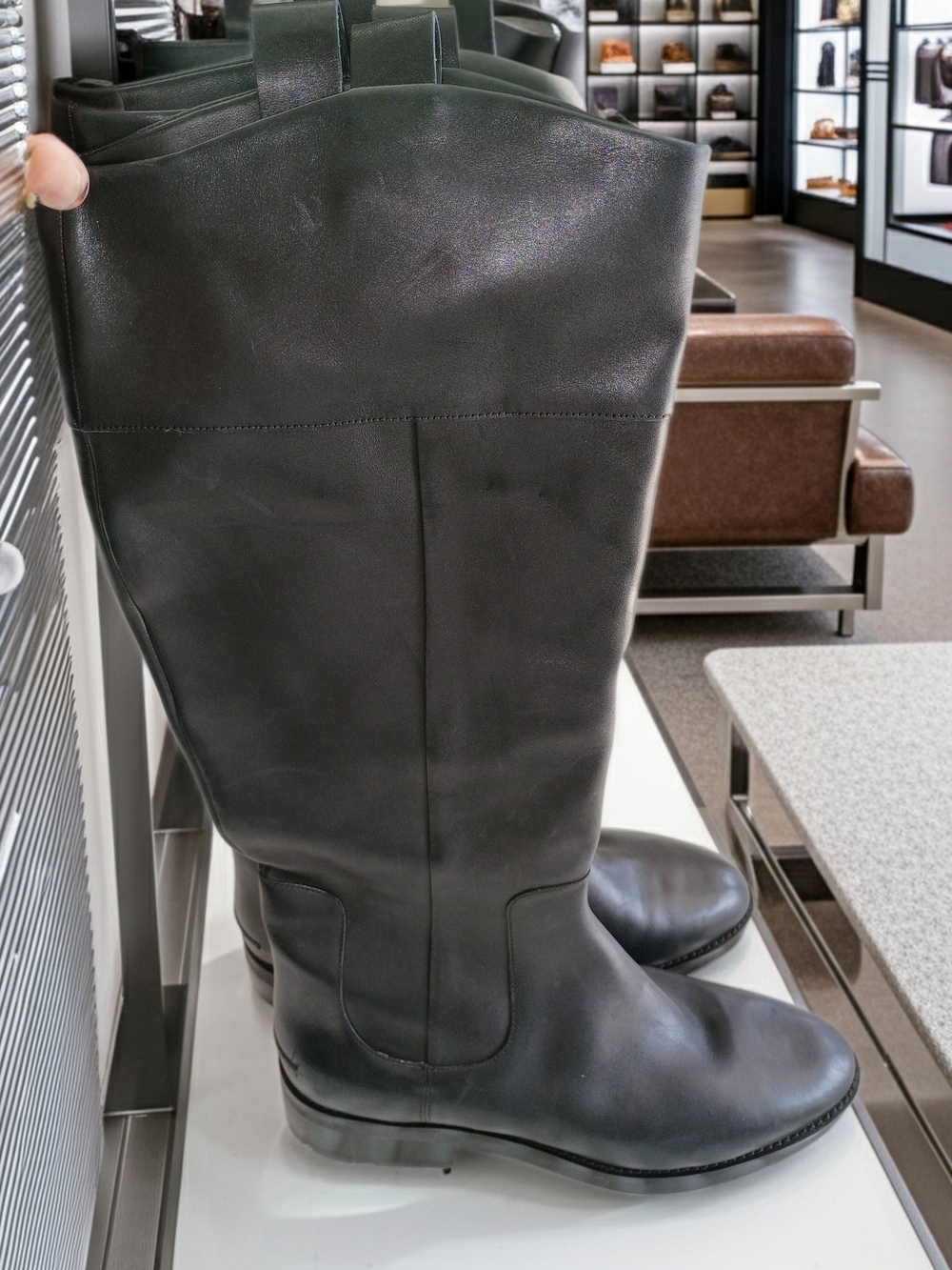 New Cole Haan Black Leather Tall Riding Knee Boots 11B